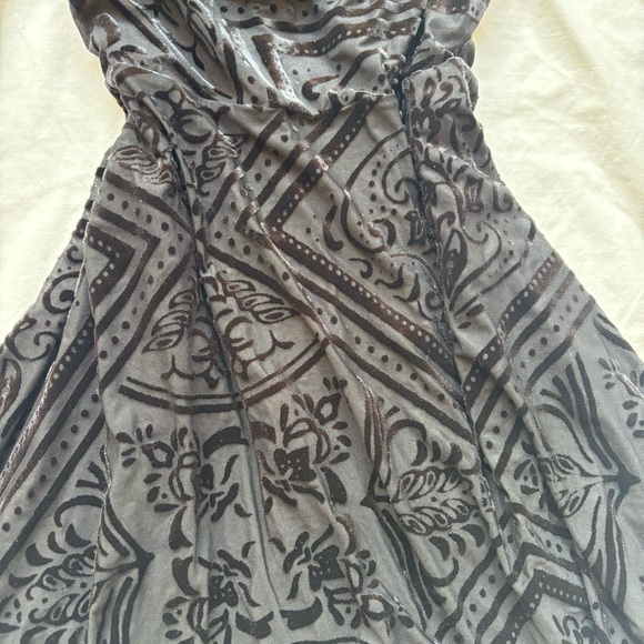 Urban Outfitters Black Sheer Velour Velvet Paisley Floral Cowl Neck mini dress - Picture 3 of 4
